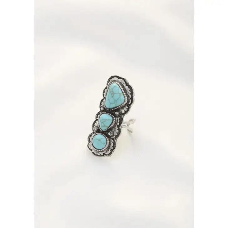 Turquoise Bead Adjustable Ring
