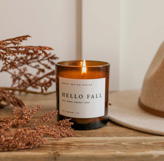 Hello fall candle