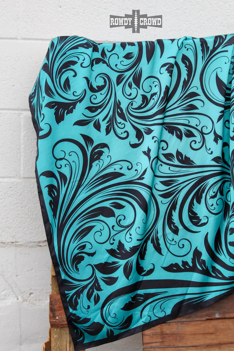 Tooled turquoise wild rag