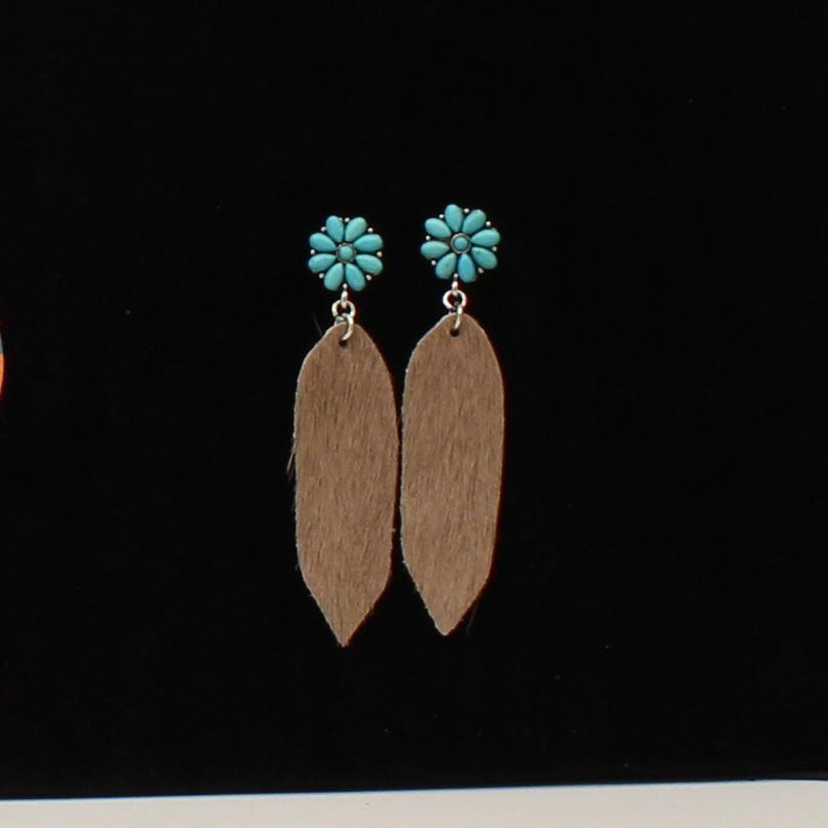 Calf hide turquoise earrings
