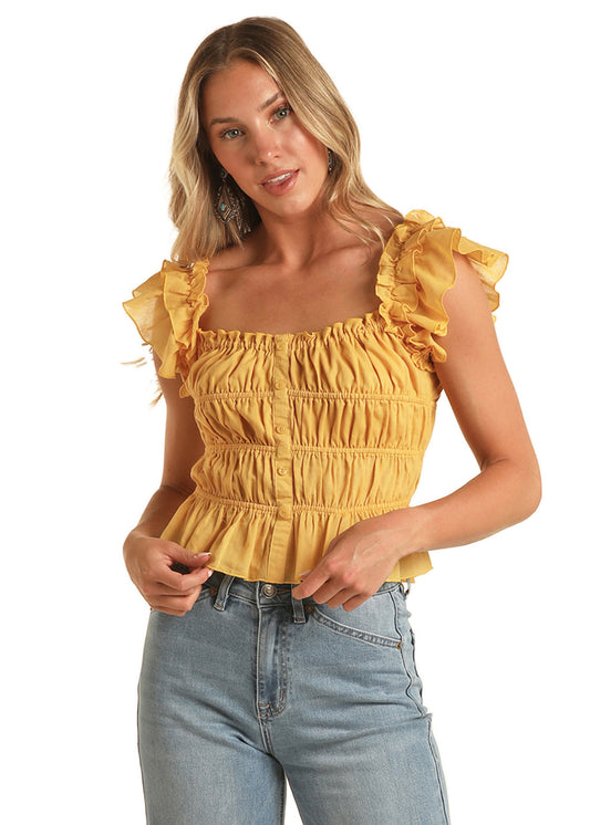 Ruched tank- mustard