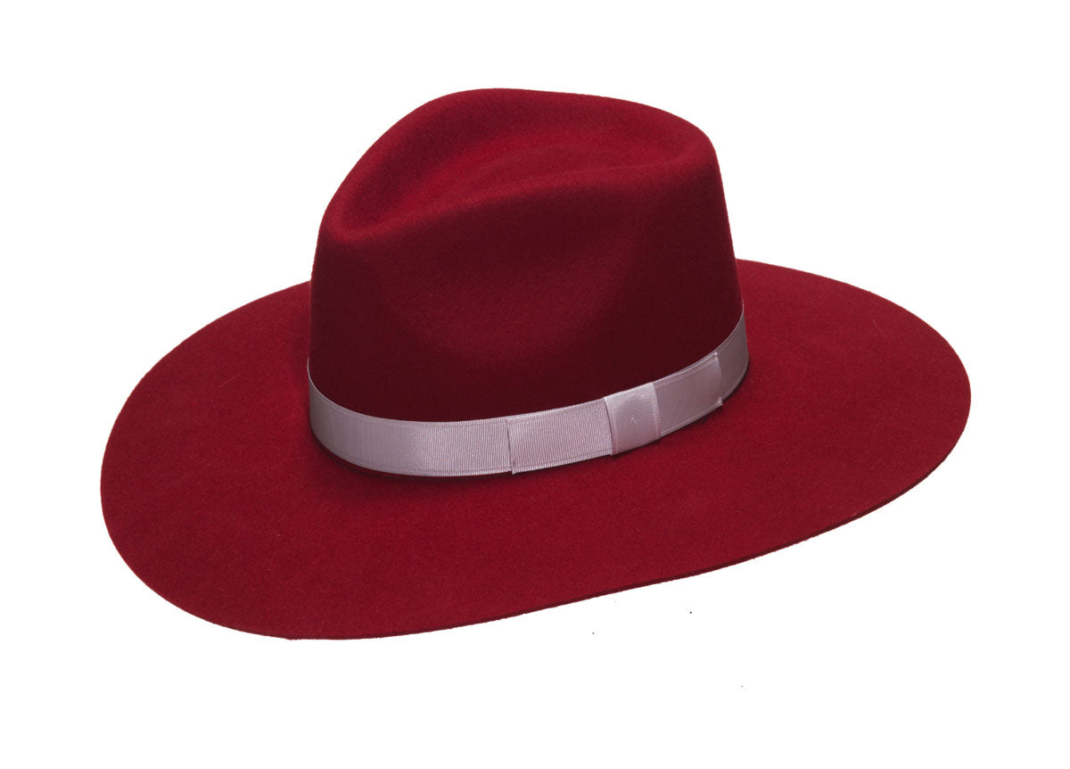 Pinch Front Felt Hat-Red