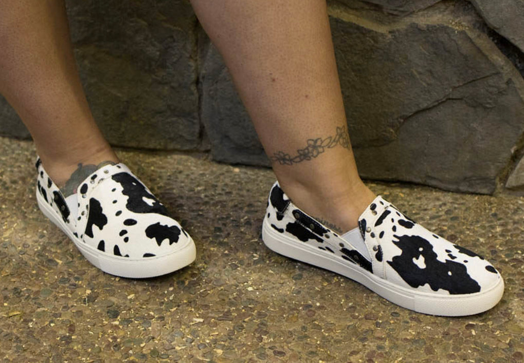 Hair on hide slip on shoe