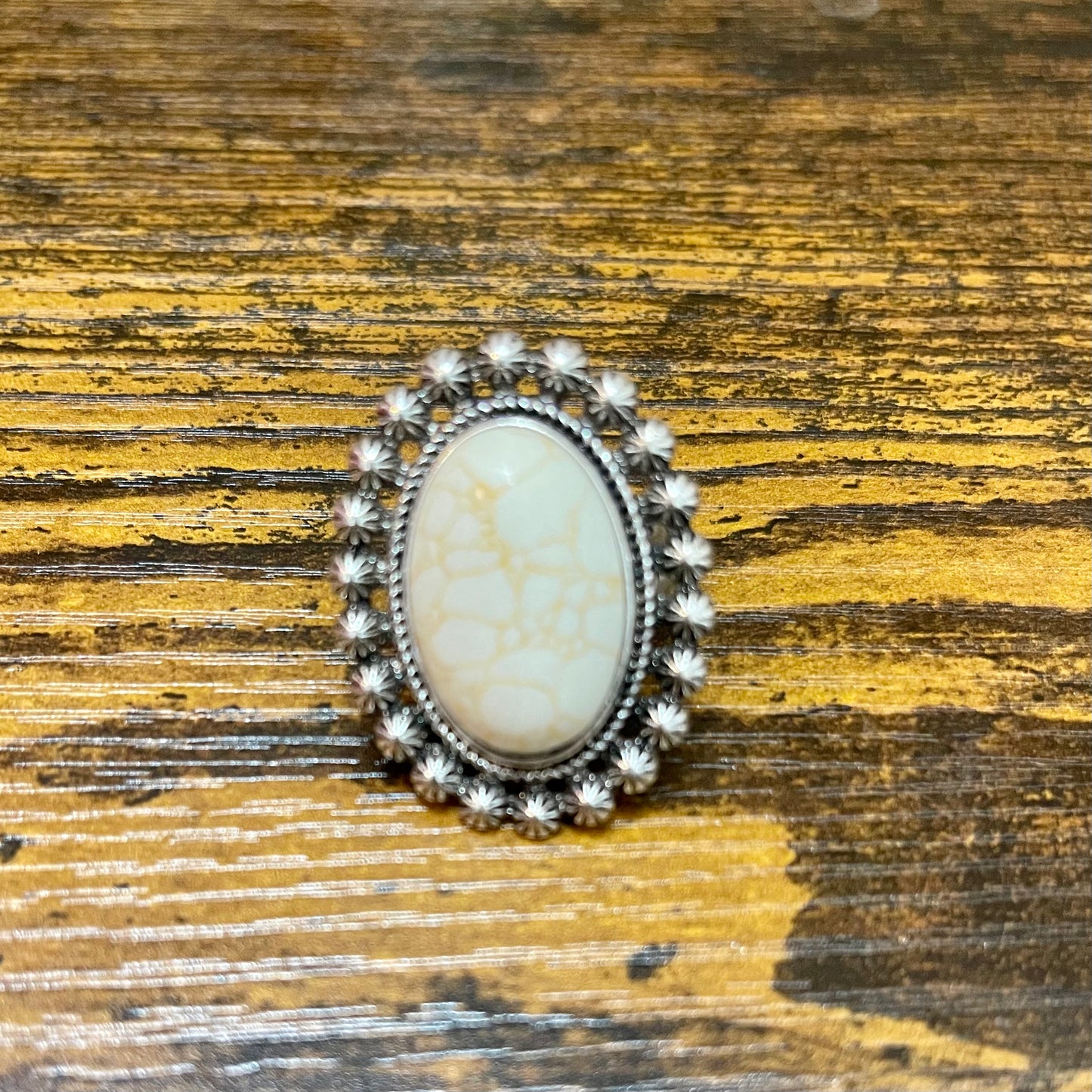 White buffalo oval ring