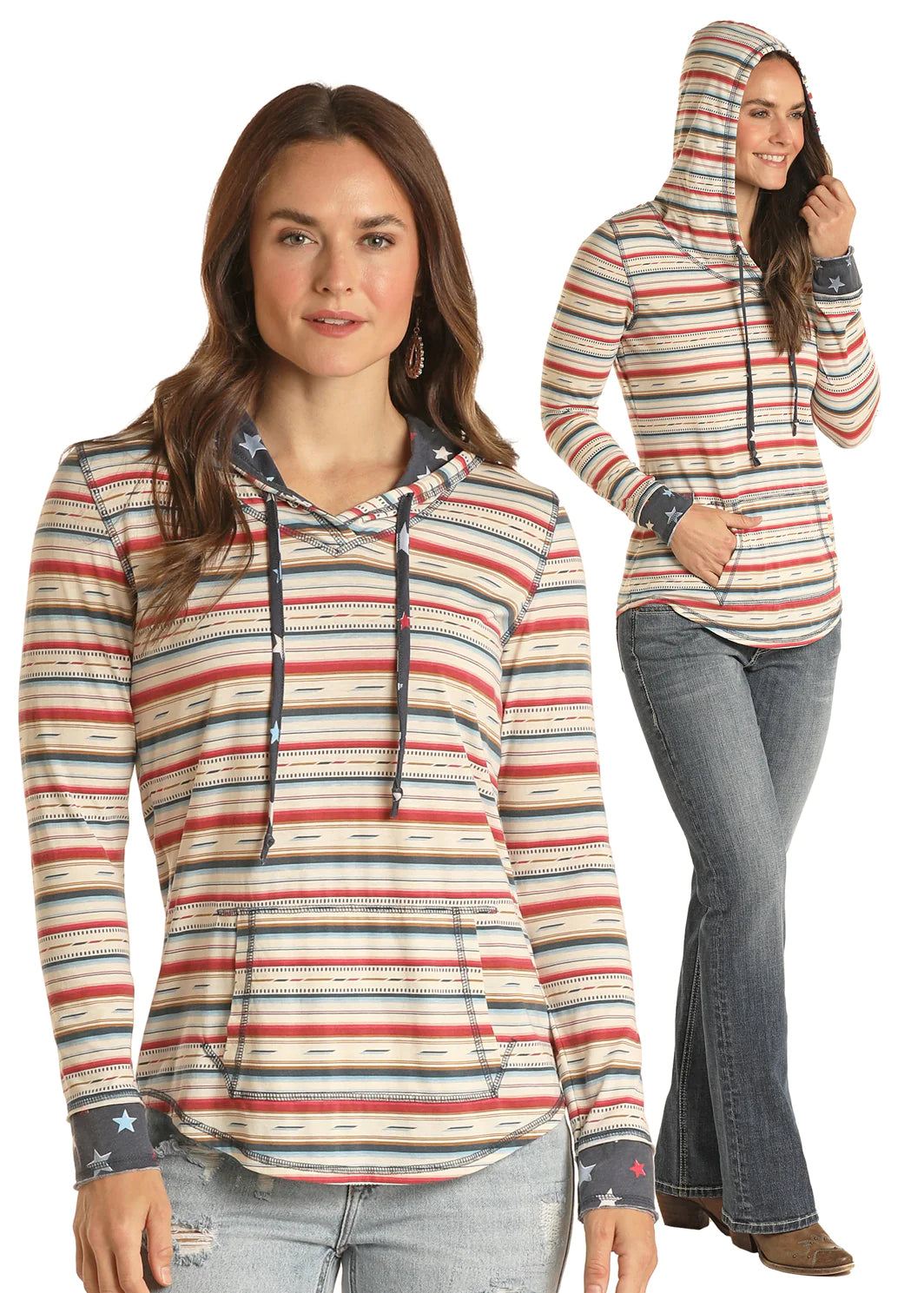 Serape Print hooded shirt