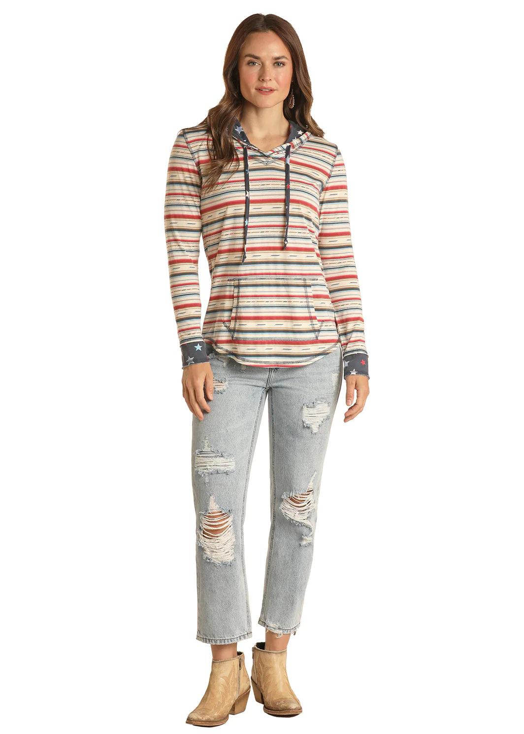 Serape Print hooded shirt