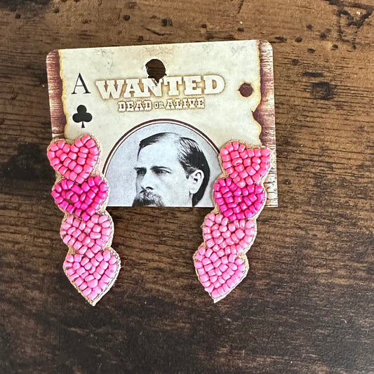 beaded heart earring