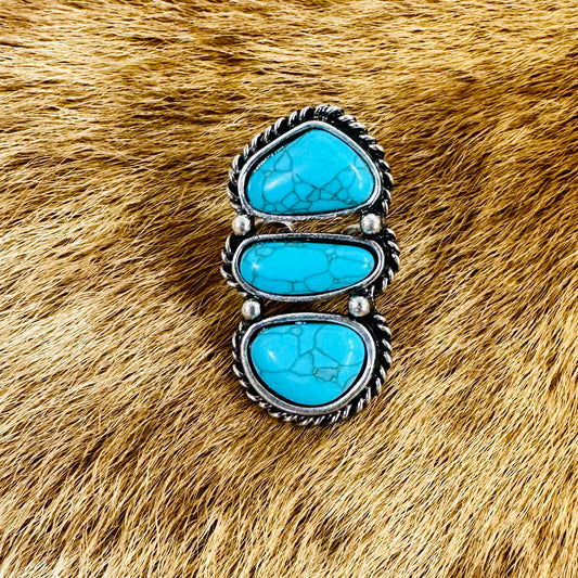Turquoise Bead Adjustable Ring