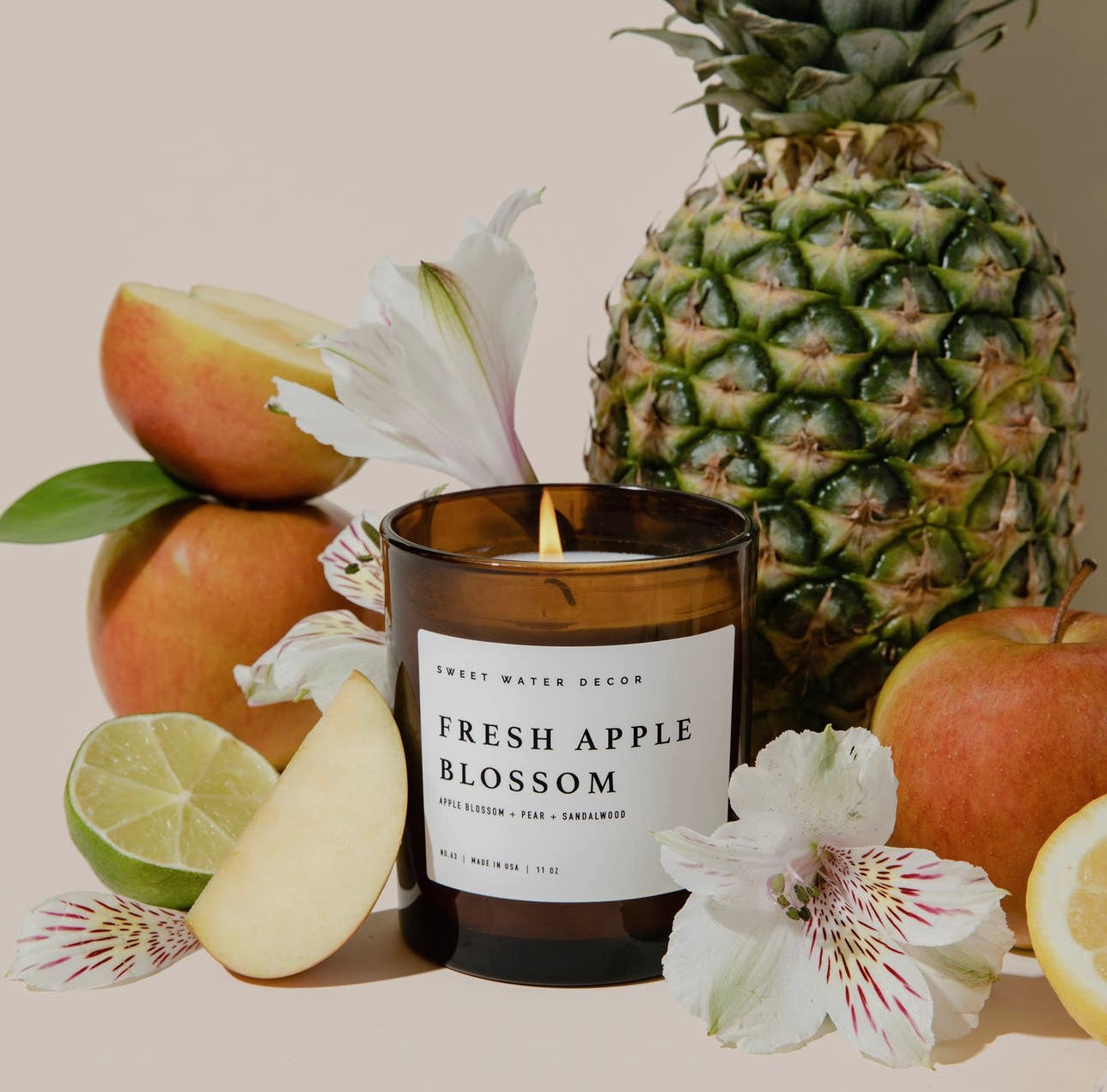 Fresh apple blossom candle