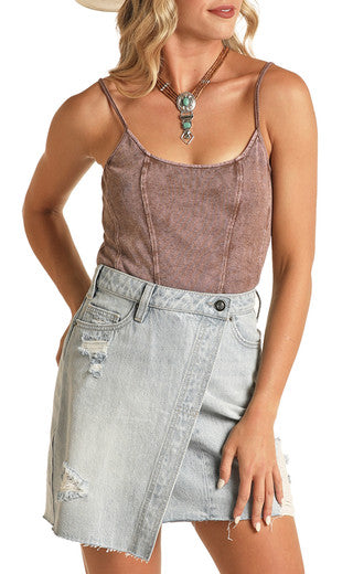 Exposed seam tank-brown