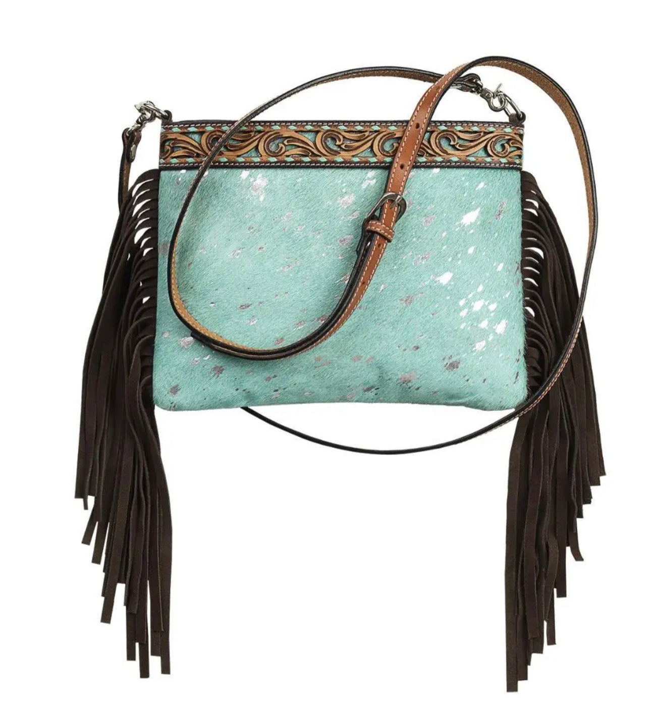 Teal acid wash concealed carry purse