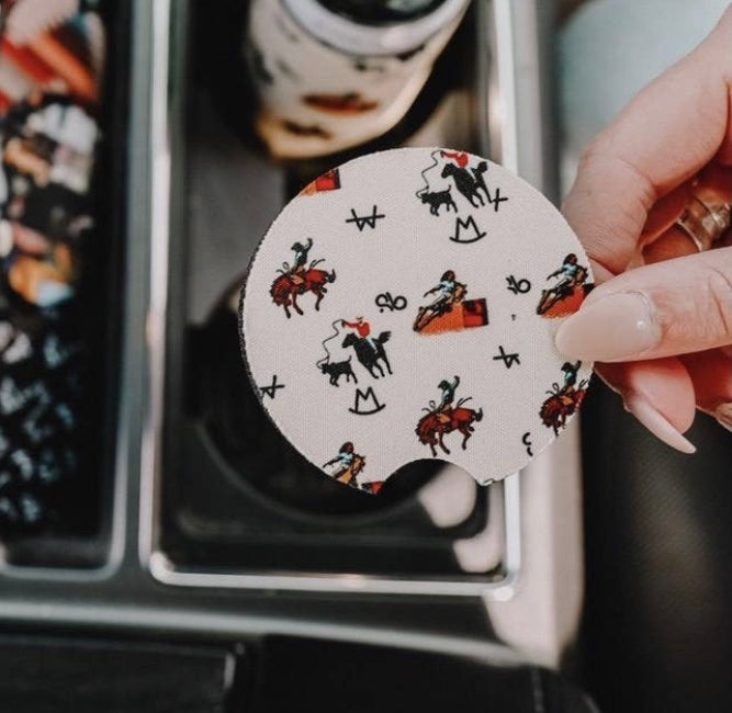 Vintage cowboy Car coasters