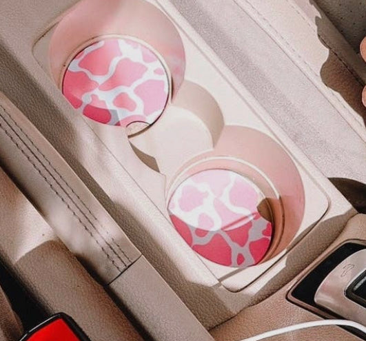 Pink cow Car coasters