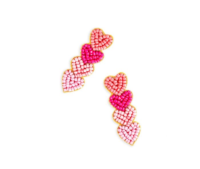 beaded heart earring