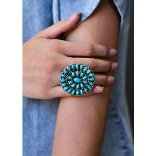 Adjustable Turquoise cluster ring