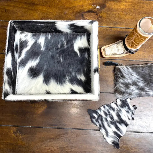 Small Square Cowhide Tray