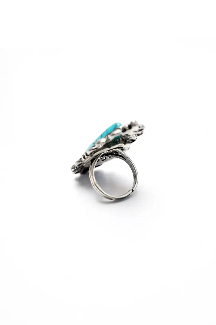 Adjustable Elongated Turquoise Ring