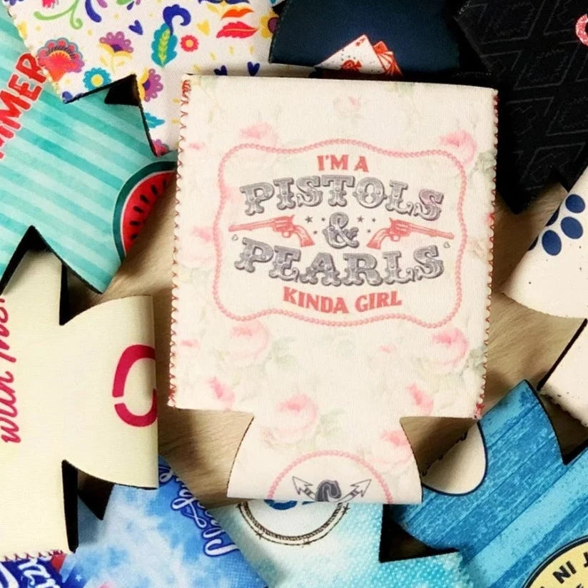 Pearls and pistols koozie