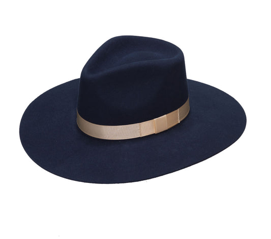 Pinch Front Felt Hat-Navy