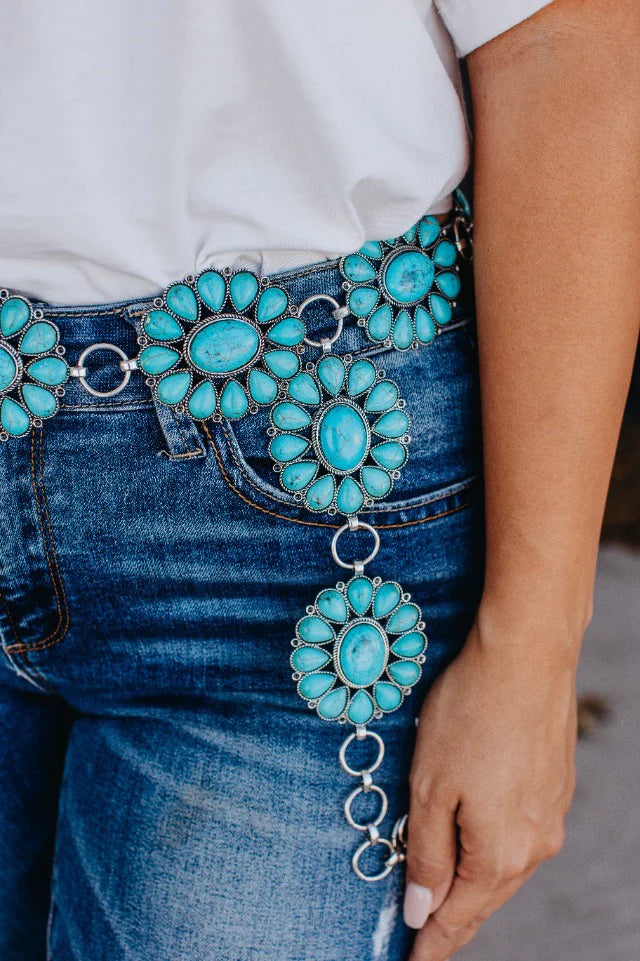 Plus Turquoise concho chain belt