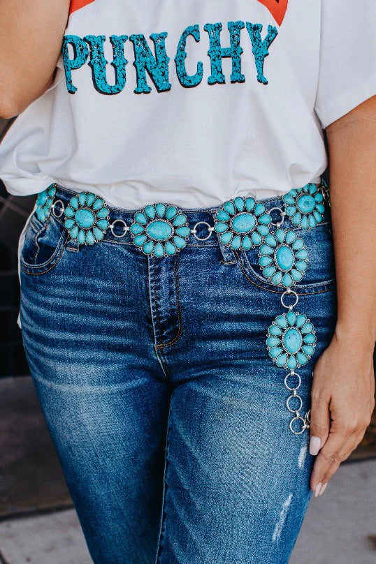 Plus Turquoise concho chain belt