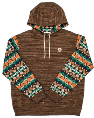 Mens Summit brown/aztec hoodie sweater