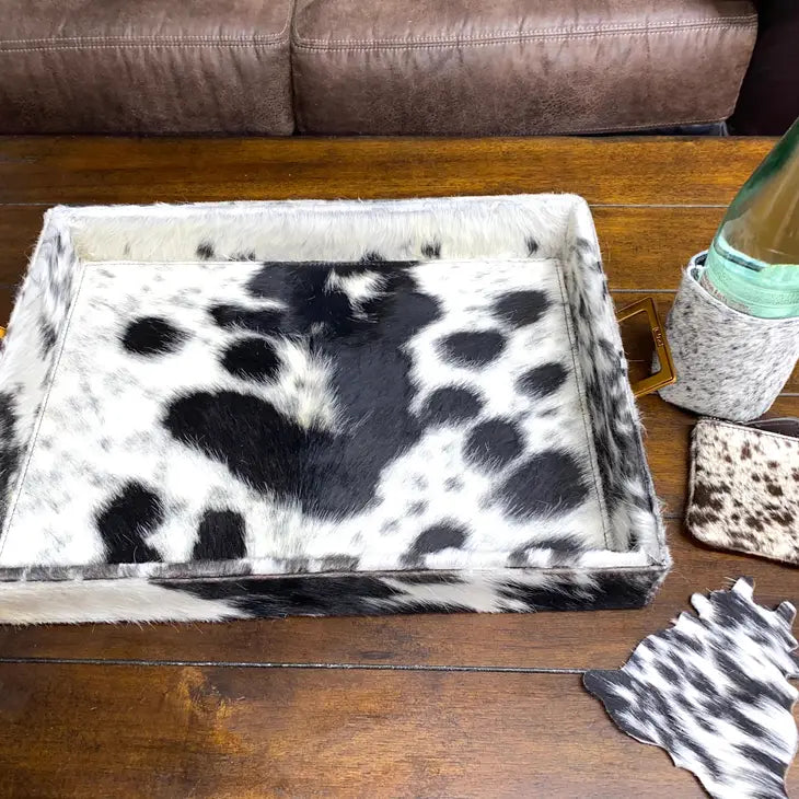 Large Square Cowhide Tray