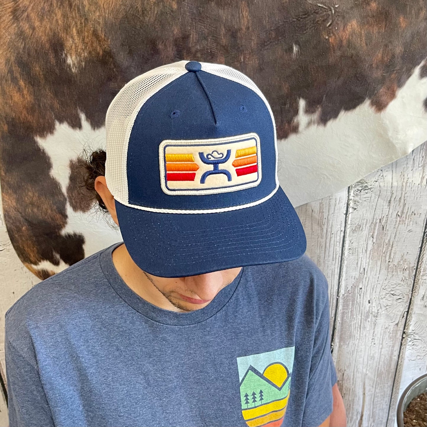 Sunset navy/cream hooey hat