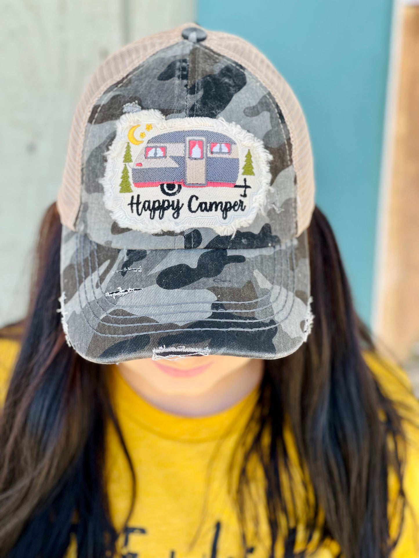 Happy Camper cross back hat