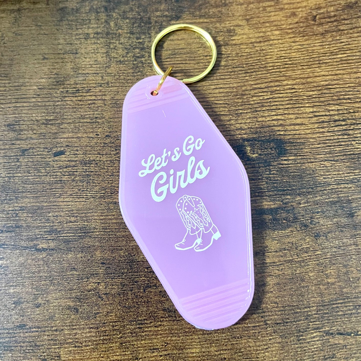 Let's go girls motel key chain