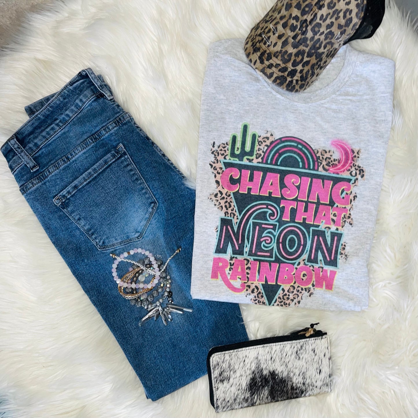 Neon rainbow tee