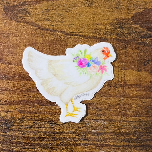 Mini floral chicken sticker