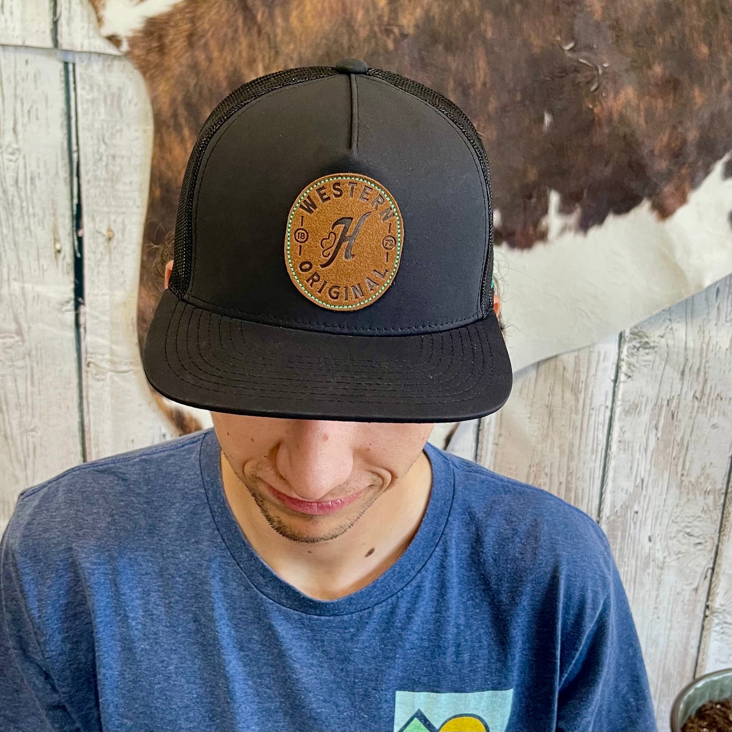 Spur black patch hooey hat