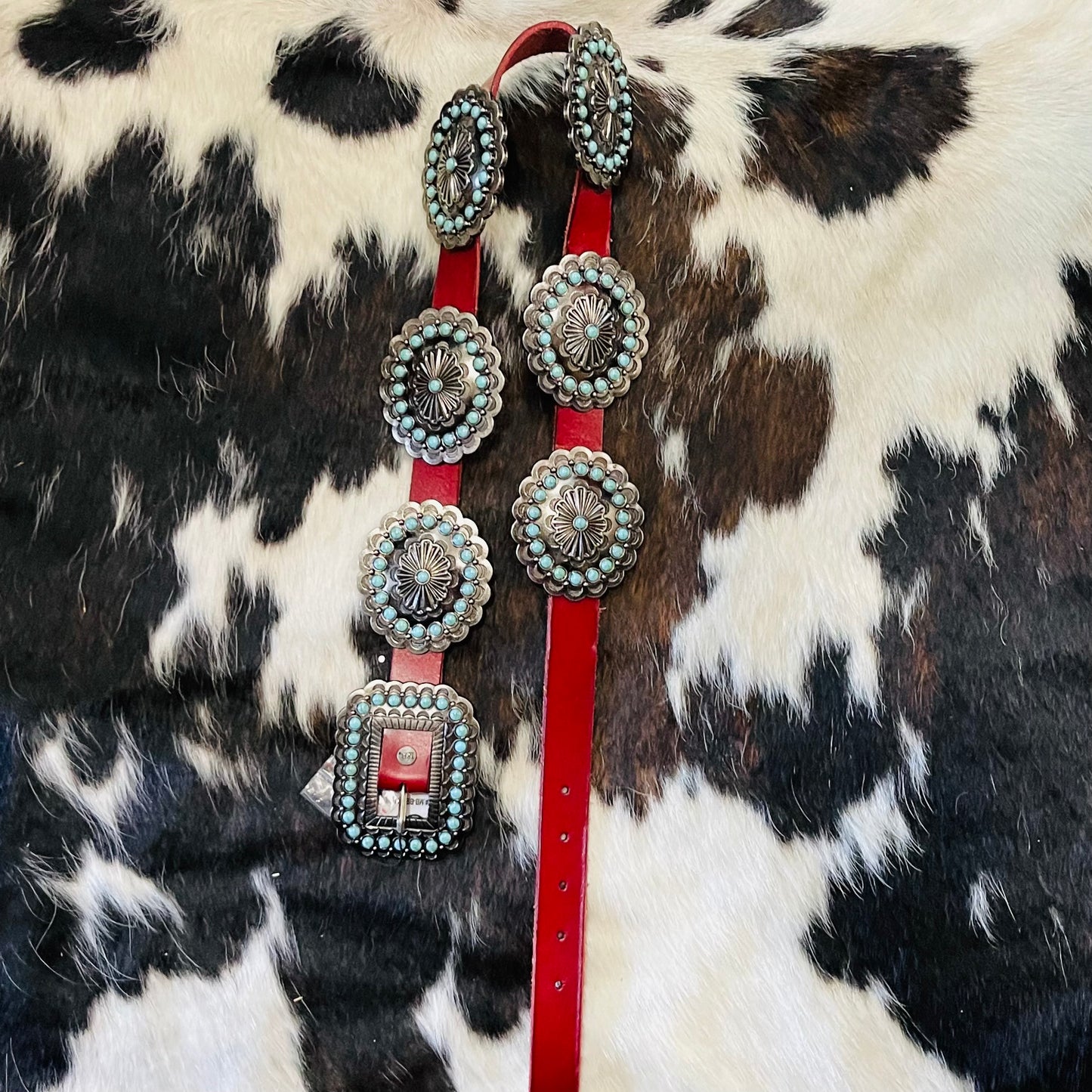 Concho belt (red leather )