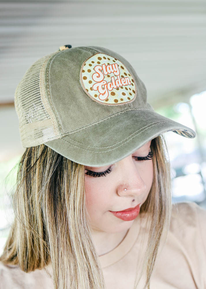 Stay golden sunflower high pony hat