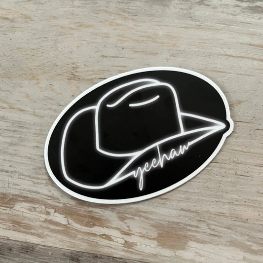 Neon Cowboy Hat Yeehaw Sticker